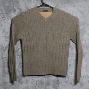 Vintage Abercrombie Fitch Sweater Mens Large Beige V Neck Lambswool Knit Muscle